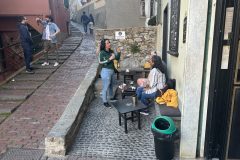 Mark Stafford, Dan, Pedro, Eliana and Leon and stag-do drinking on Italy