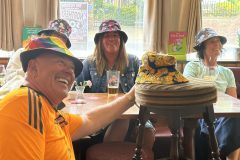 Mark Stafford with Rob's hat watching Leeds United in the pub